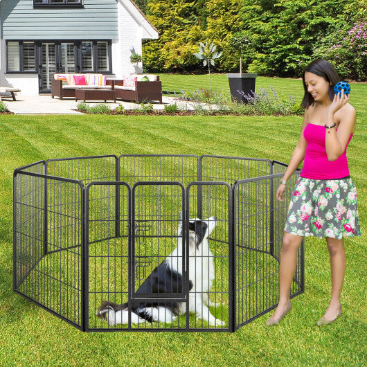 8 Panel 24 Inch Height Pet Fence Indoor Outdoor-24 inch