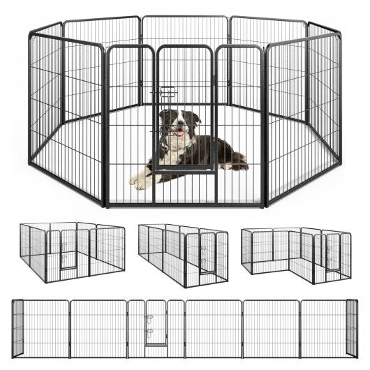 8 Panel 24 Inch Height Pet Fence Indoor Outdoor-24 inch