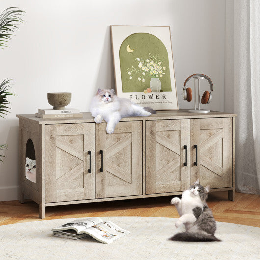Cat Litter Box Enclosure for 2 Cats Modern Kitty Litter Box Furniture Hidden-White