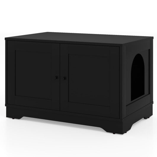 Cat Litter Box Enclosure Furniture Indoor Wooden Cat House End Side Table Nightstand-Brown