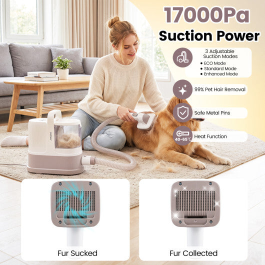 9-in-1 Dog Grooming Vacuum Kit for Shedding with 3 Suction Modes and Clippers for Dogs and Cats Home Cleaning