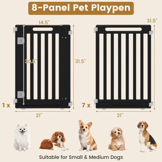 31.5" Height Indoor Outdoor Dog Playpen with 8 Panels-White