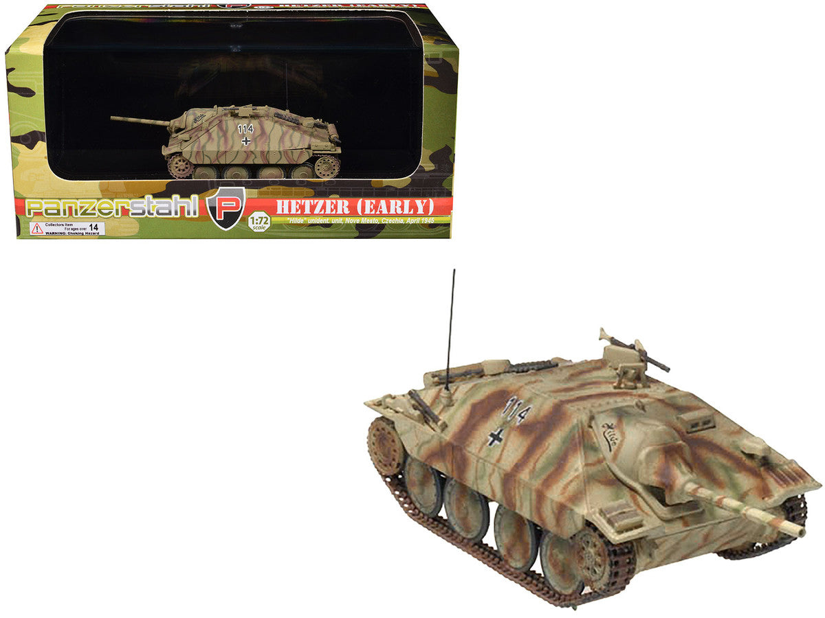 Hetzer (Early) Tank Destroyer "#114 Hilde Nove Mesto Czechoslovakia" (1945) German Army 1/72 Diecast Model by Panzerstahl