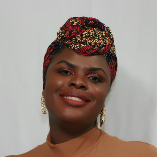 Kente African Head Wraps (Brown & Red)