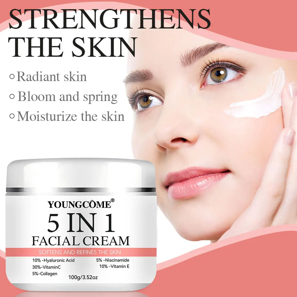 5 In 1 Fade fine lines Firming Face Serum Moisturizing brightning Vitamin C Hyaluronic Acid Facial Serum Shrink Pores Skin Care