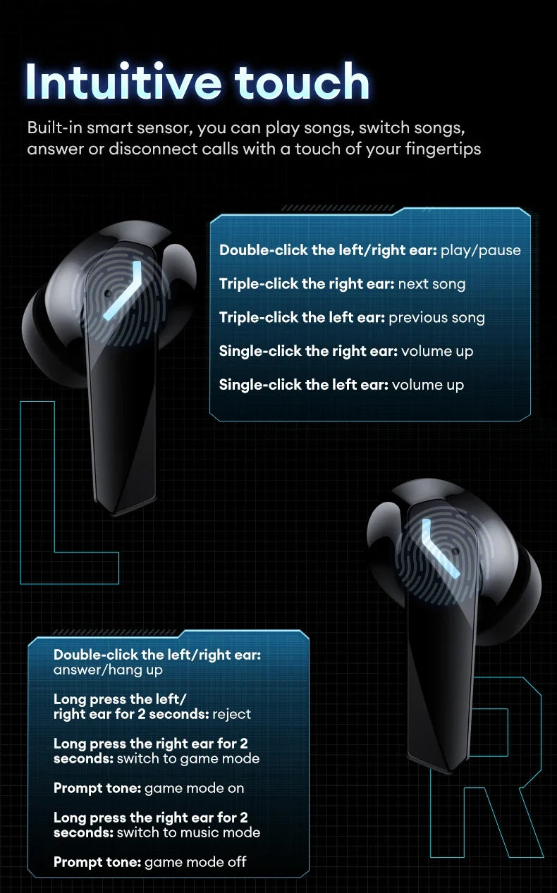 Choice Lenovo XT53 Earphone Wireless Bluetooth 5.4 Headphones Low Latency Gaming Headset Noise Reduction LED Display Earbuds New