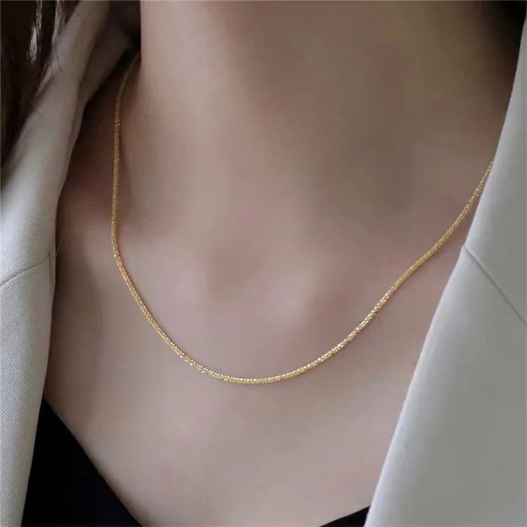 Trend Sparkling Silver Color Choker Necklace For Women Elegant Clavicle Chain Necklace Party Wedding Collar Jewelry Gifts