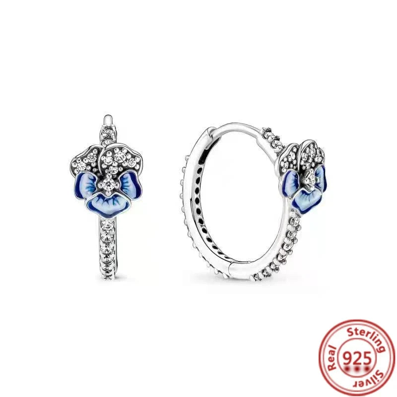 Hot Sale 925 Sterling Silver Heart Earrings Fit Original Charms Hoop Earrings For Women Girls Stud Earring Fine Jewelry Gifts