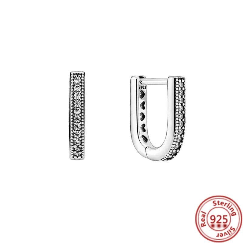 Hot Sale 925 Sterling Silver Heart Earrings Fit Original Charms Hoop Earrings For Women Girls Stud Earring Fine Jewelry Gifts