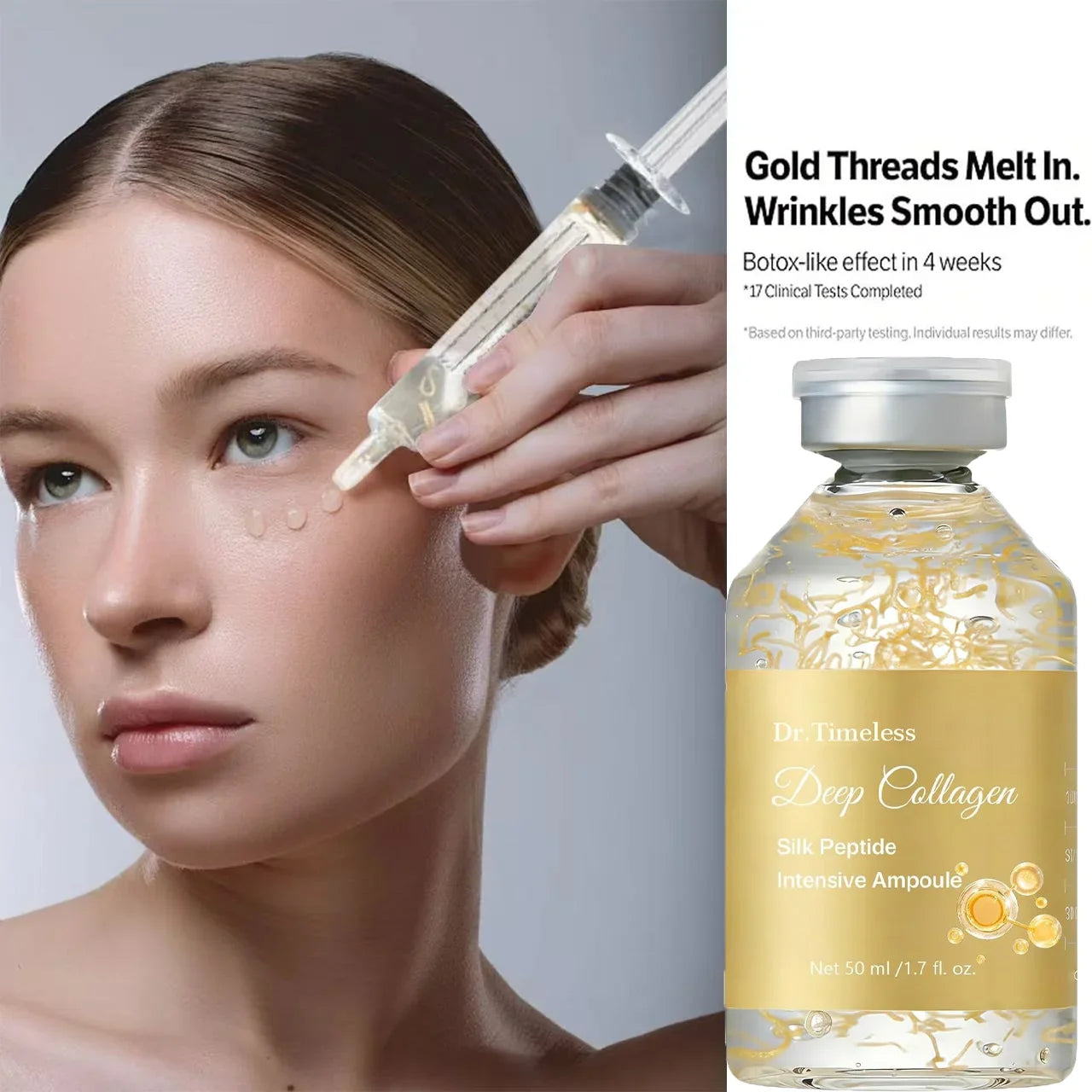 Silk Peptide Ampoule | Anti-Aging Serum with Collagen & 30 Peptide Complex for Intensive Lifting, Skin Tightening & Firming