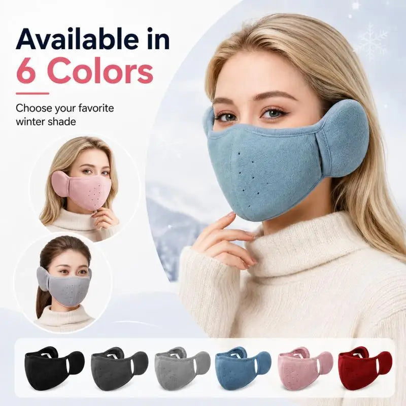 2-in-1 Earmuff Face Mask, Winter Ear Warmer for Women Men, Breathable Face Cover for Outdoor Walking Cycling Skiing