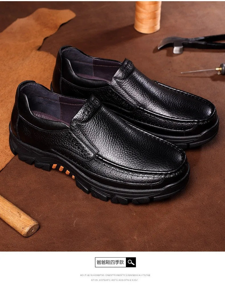 Autumn Genuine Leather Men's Casual Business Leather Shoes Lightweight Breathable Anti Slip Casual Leather Shoes Men Shoes