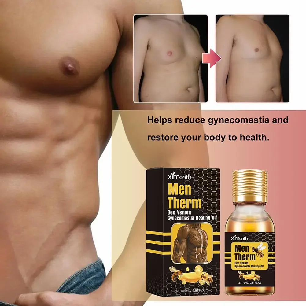 15ml Men's Bee Male Breast Warming Oil Chest Firming Massage Serum Chest Firming Oil Skin Care