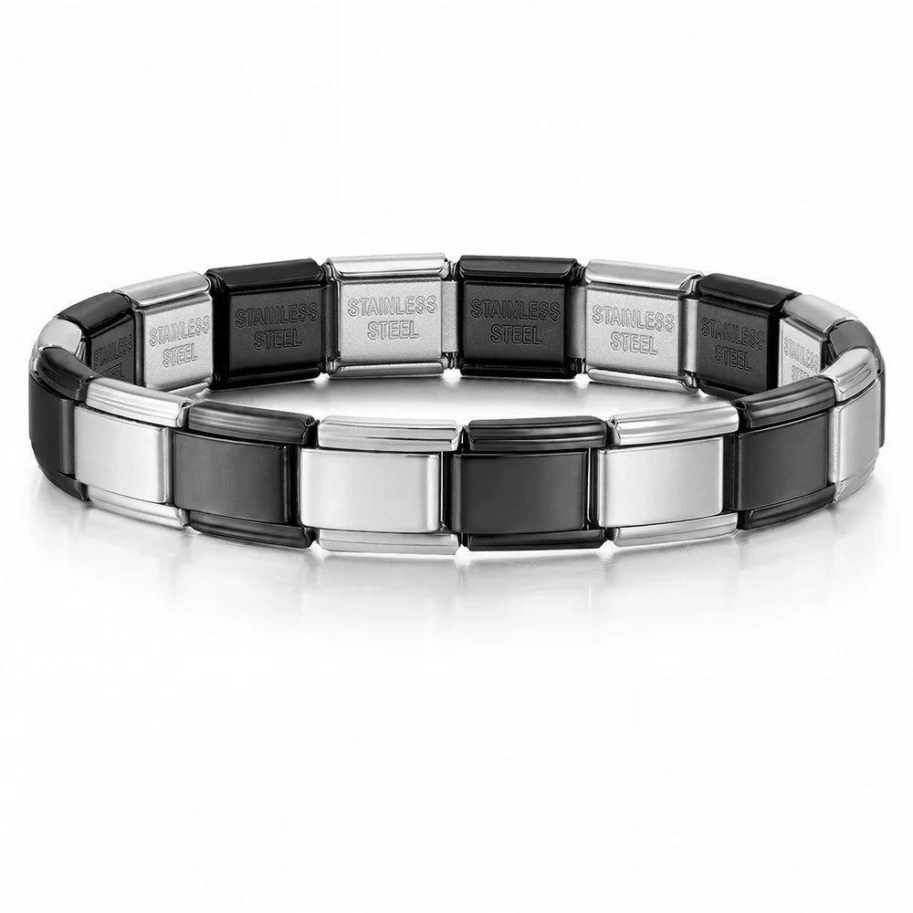 Italian Charm Link for Women Men 9mm Width Silver Gold Color Chain Stainless Steel Bracelet on Hand DIY Making Jewelry Wholesale