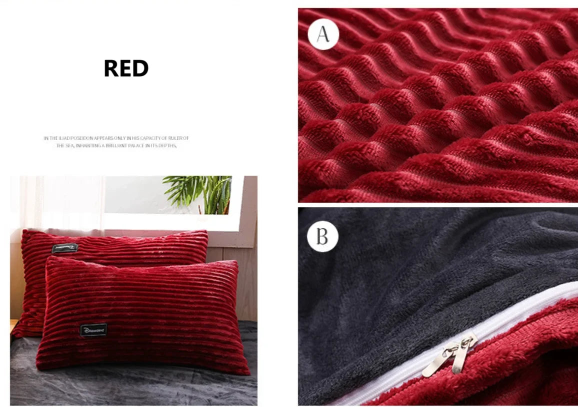 Warm Winter Duvet Cover Bedding Set Thick Solid Color Velvet Double Soft Quilt Cover Twin Queen King Comforter Cover Sets 220*24