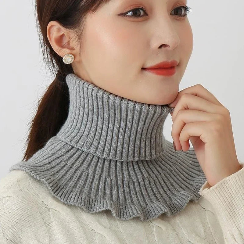 Warm Knitted Fake Collar Women Thicken Turtleneck Ruffles False Collars Detachable Neck Guard Winter Windproof Fake Collar