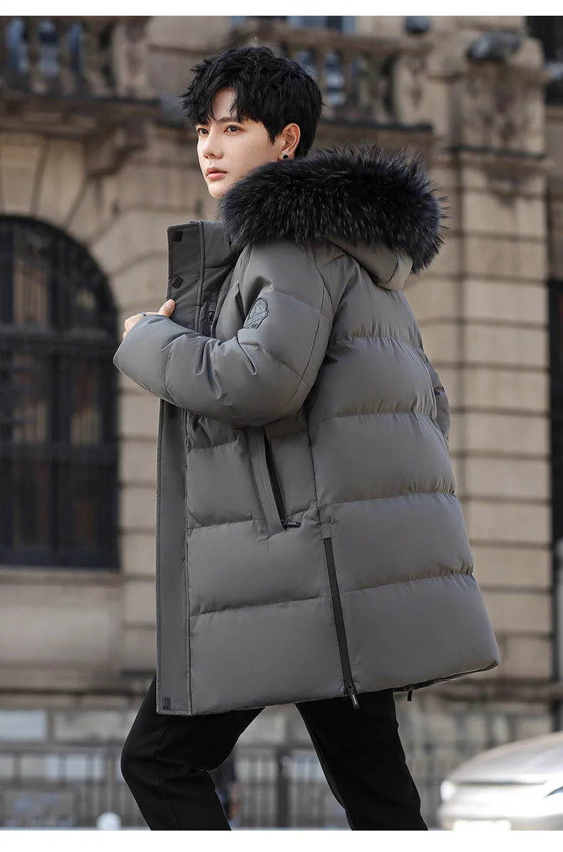 High Brand White Goose Down Jacket Coat Parka Men's Clothing Winter Padded Puffer Jackets Luxury Hooded Padding Outerwear HWY309