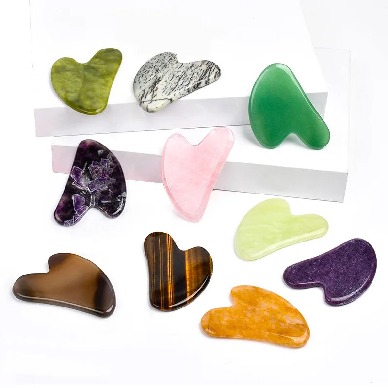 Natural Stone Face Care Massager Rose Quartz Amethyst Crystal Facial Gua Sha Tool Skin Massage Mineral Stone Beauty Products