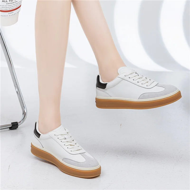 MORAZORA 2026 New Genuine Leather Shoes Women Sneakers Lace Up Spring Summer Fashion Platform Flats Ladies Casual Shoes