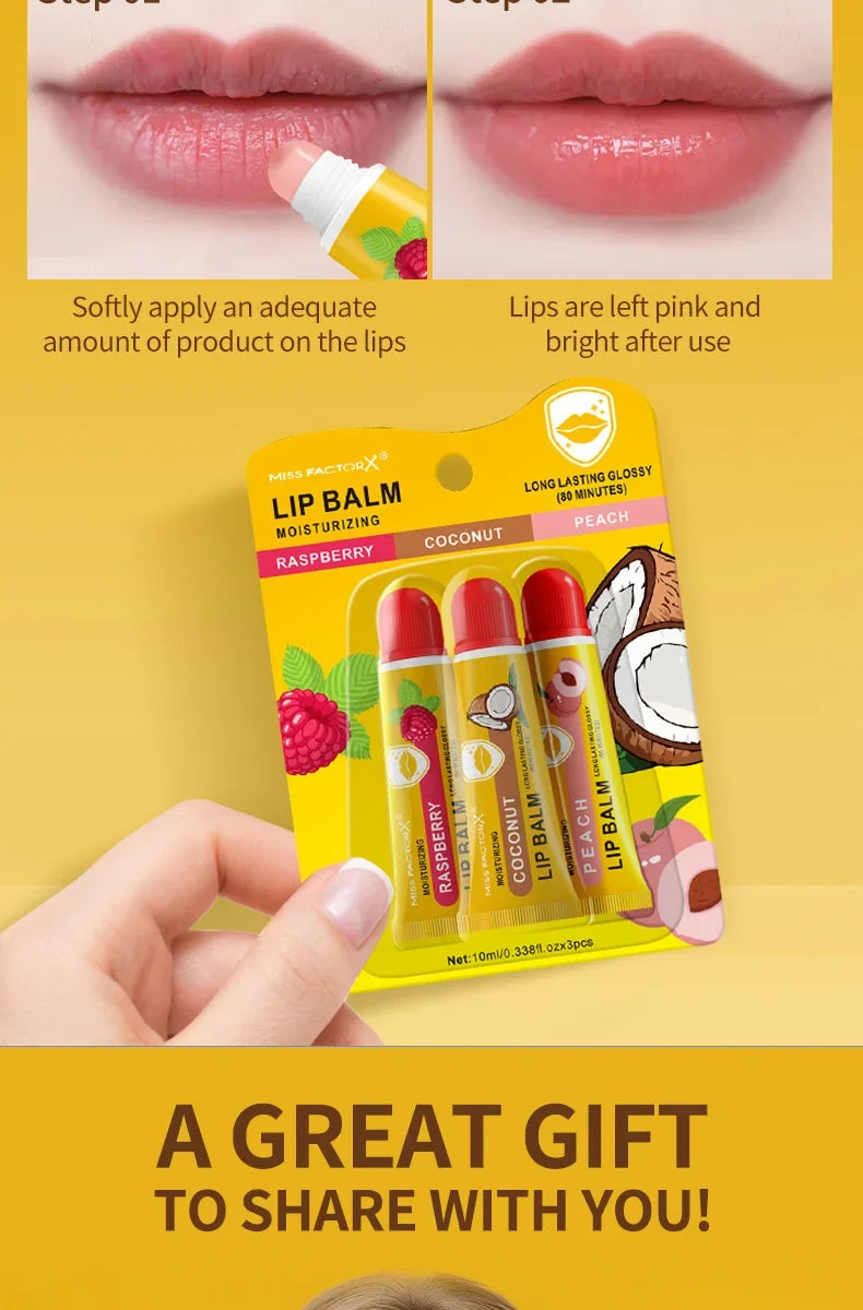 3-Piece Cardboard Lipstick Set -10ml * 3PCS Portable Belt Deep Moisturizing and Gloss Autumn and Winter Care Lipstick