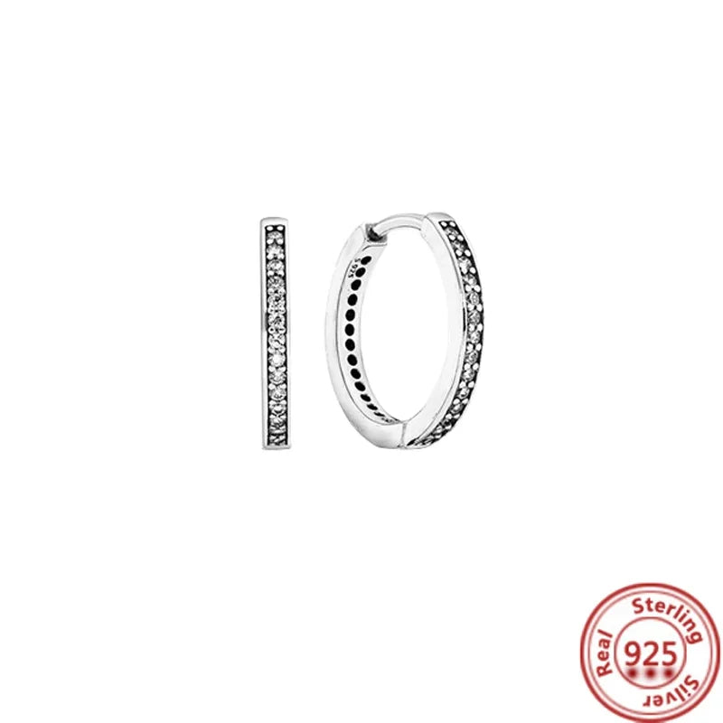 Hot Sale 925 Sterling Silver Heart Earrings Fit Original Charms Hoop Earrings For Women Girls Stud Earring Fine Jewelry Gifts