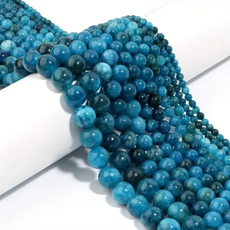 1 Strand Natural Blue Apatite Stone Beads 4/6/8/10mm Round Gem Bead for DIY Bracelet Charms Jewelry Making Beaded Wholesale