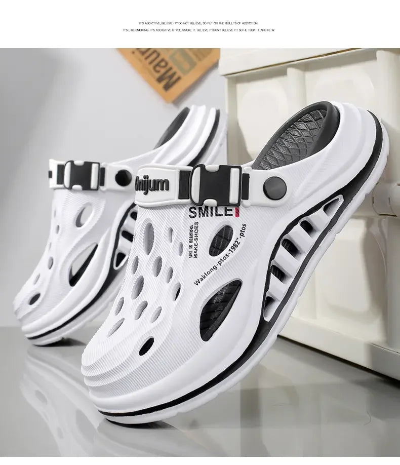 2026 New Men's Holes oes Summer Thi Bot Anti-Slip Driving Beach Slippers Spor Casual EVA Injection Moulding Footwear