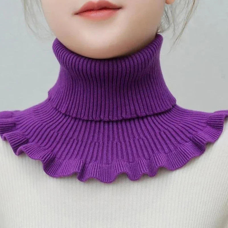 Warm Knitted Fake Collar Women Thicken Turtleneck Ruffles False Collars Detachable Neck Guard Winter Windproof Fake Collar