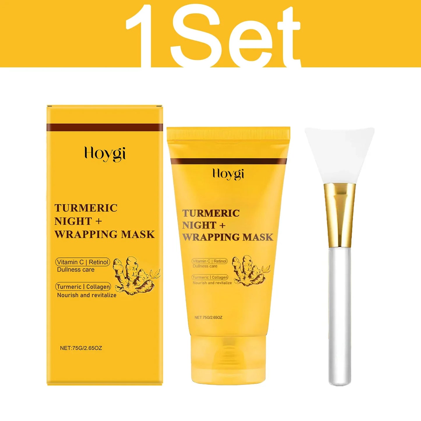 HOYGI Turmeric Collagen Mask Cleansing Pore Improves Spots Gentle Exfoliation Brightening Dullness Smoothing Peel-off Mask 75g