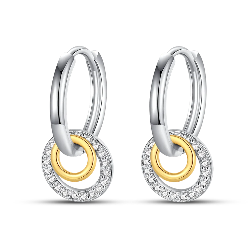 Genuine 925 Sterling Silver Love Feather Earrings Fit Original Charms Hoop For Women Girls Stud Earring Fine Jewelry Gifts