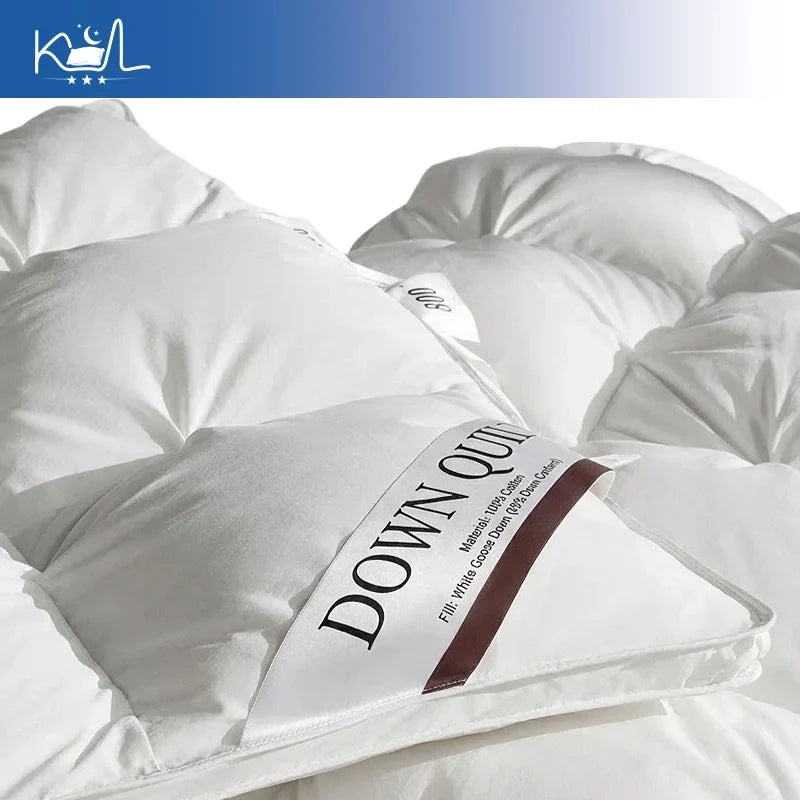3D Luxury Quilted 100% Premium Goose Down Comforter King Queen Full Size Winter Thick Solid Color Duvet