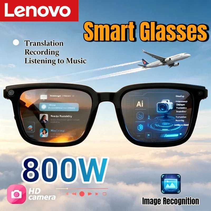 Lenovo AI Smart Glasses 8MP HD Camera 4K Shooting Image Conversation Translation Listening To Music Smart Glasses 2026 New