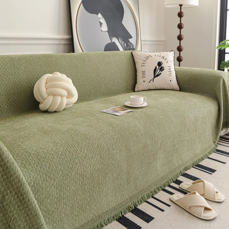 Solid Color Sofa Throw Blanket Non-slip Sofa Slipcovers Pets Kids Dust-proof Couch Armchair Covers Camping Picnic Blankets Home