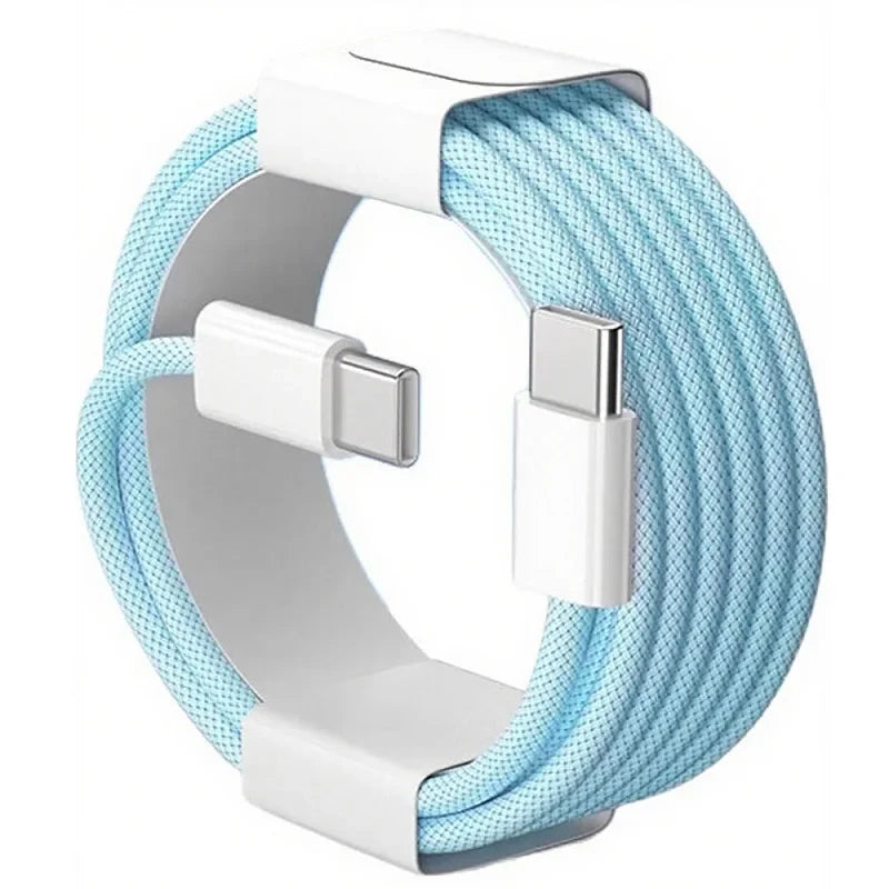 60W PD Nylon Braided USB-C to USB C Fast Charger Cable For iPhone 17 16 15 /Pro Max Compatibility Samsung Type C Fast Charging