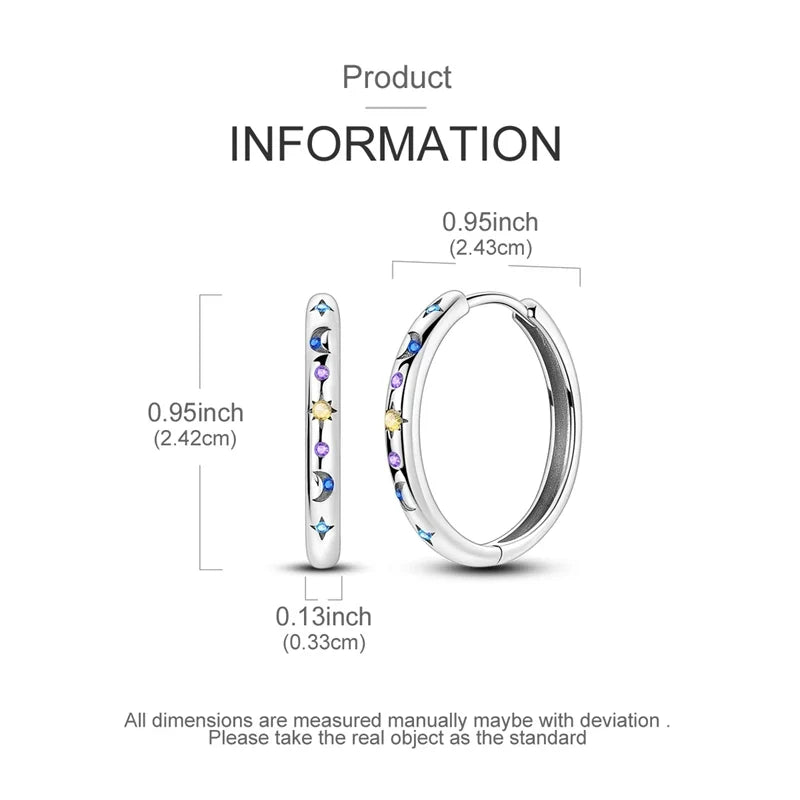 925 Sterling Silver Hoop Earring For Woman Night Sky Blue Purple Gemstone Original Earrings Fashion Jewelry Gift