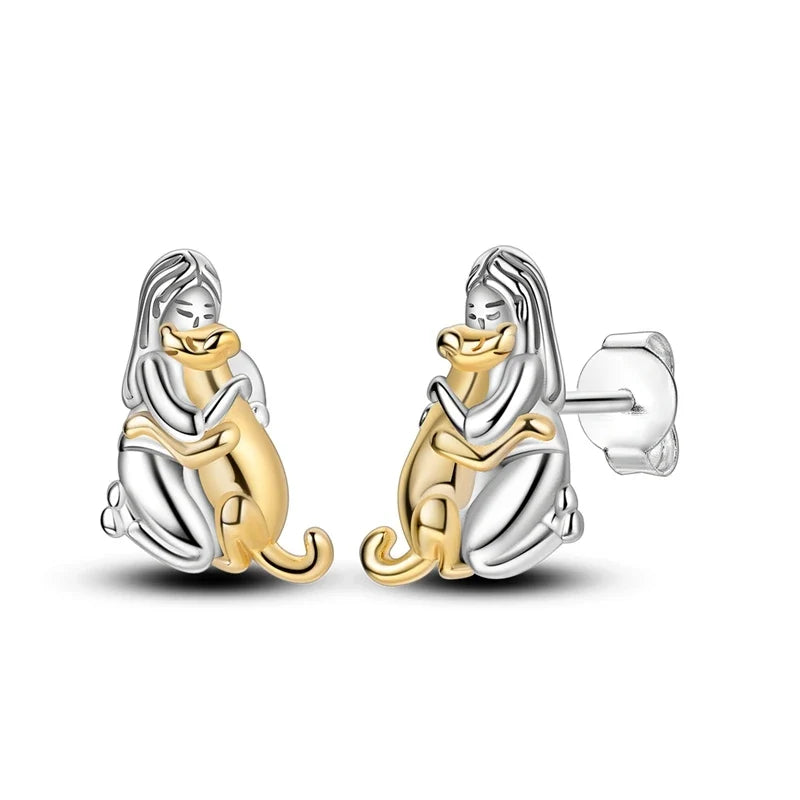 Original 925 Sterling Silver Colorful Cute Animal Pet Stud Earrings For Women Collocation For Girlfriend Birthday Gift