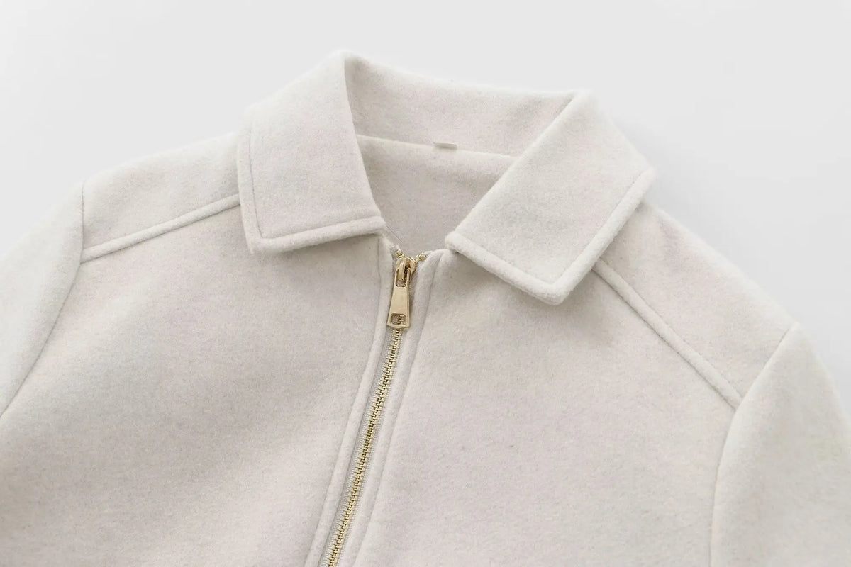 Women's Zipper Jacket Coat New Winter Long Sleeve Pocket Outerwear Coat Short Street Elegant Women's Jacket