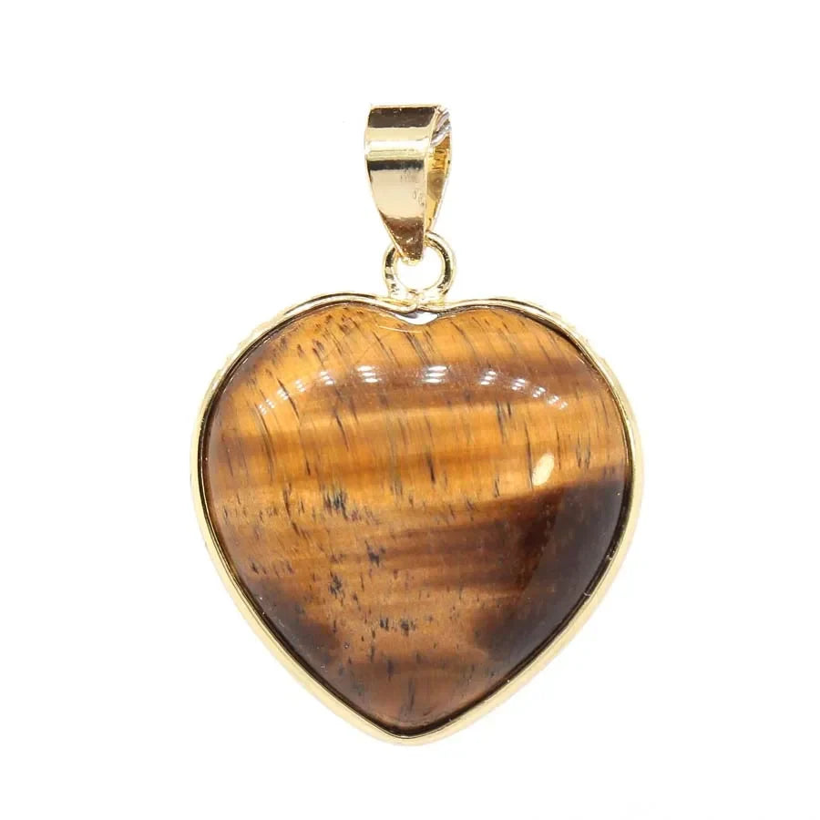 Charms Natural Healing Crystal Heart Stone Pendants For Women Necklace DIY Amethyst Rose Quartz Fluorite Aquamarine Men Jewelry