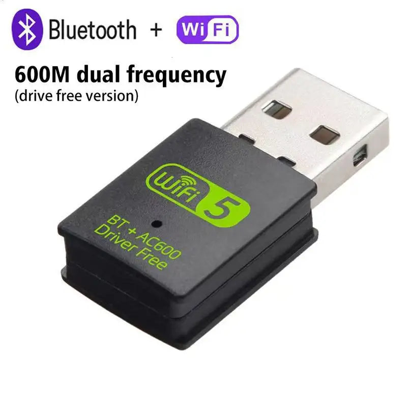 USB Wireless Wifi/Bluetooth Adapter 600Mbps Wifi Dongle Dual Band 2.4G/5G Wi-Fi Receiver for Laptop PC
