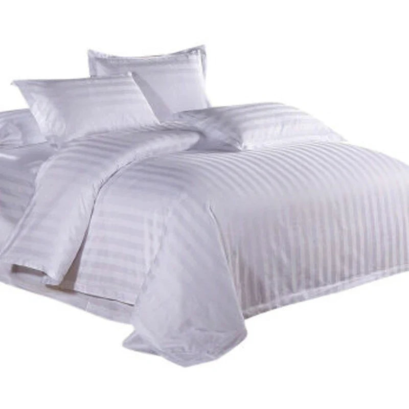 1set Luxury 100 Egypt Cotton Duvet Cover 5 Stars Hotel  Quilt Cover Pure Cotton Satin Strip Bed Line Duvet Case 2pcs Pillowcases