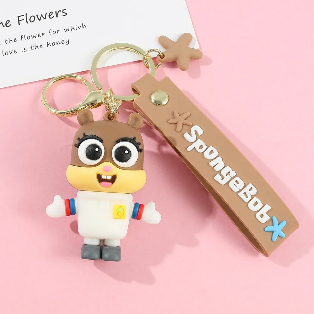 Anime Spongebob Squarepants Keychain Patrick Star Krabs Gary Sandy Kawaii Toys keychain Christmas gift bag Birthday Gift For Kid