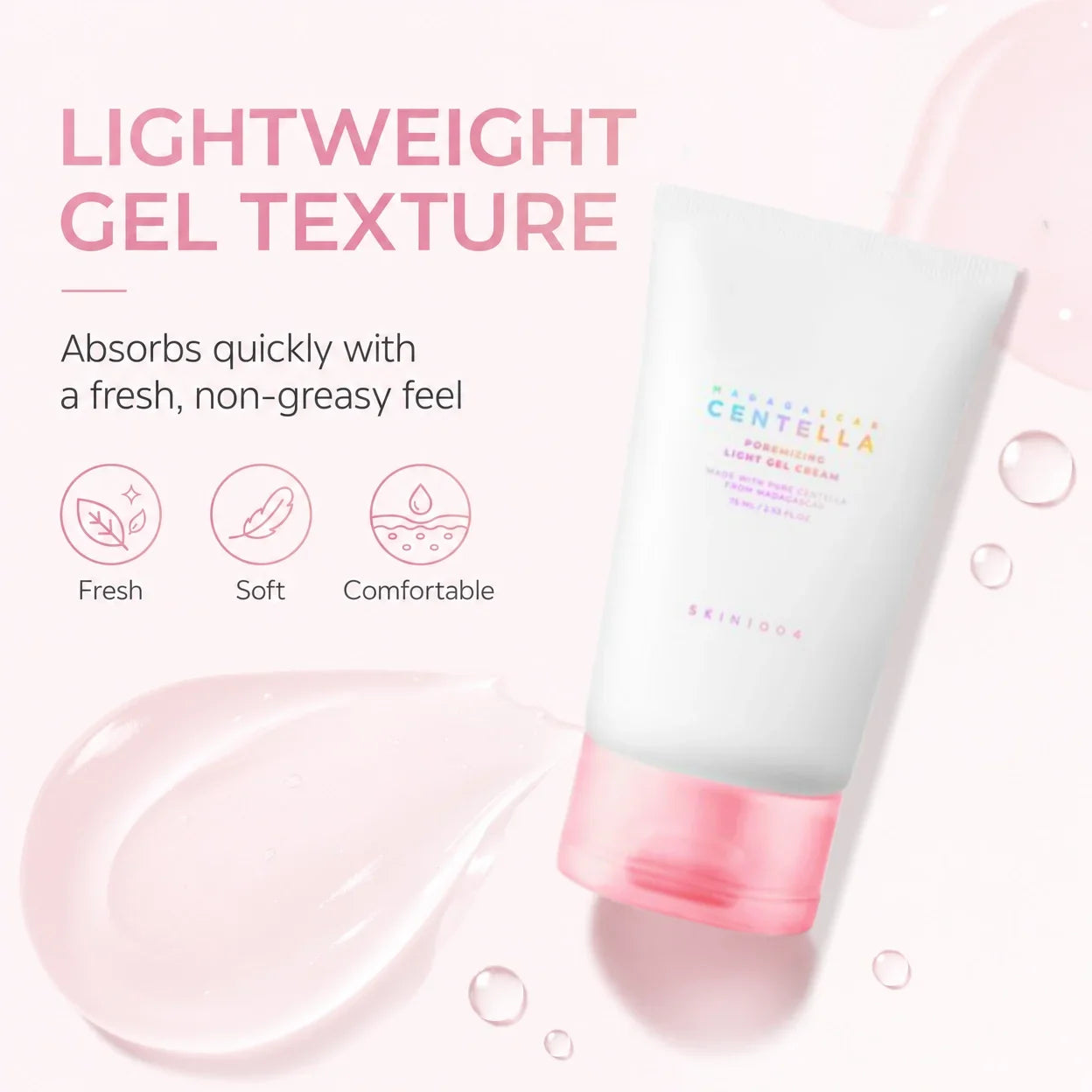 Korean Centella Pink Poremizing Light Gel Cream Pores Care Deep Hydration Facial Creams Skincare Beauty Products 75ml