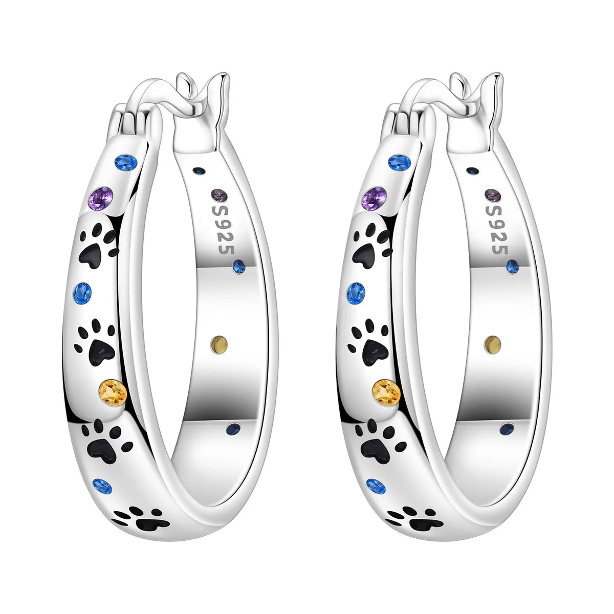 925 Sterling Silver Cute Lazy Cat Animal Pet Earrings Jewelry Hoop Earrings For Women Jewelry Birthday Party Fine Gifts