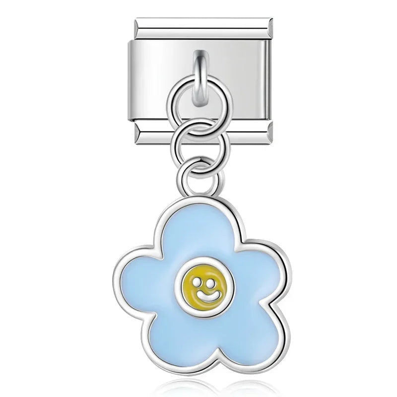 Hapiship 9mm Width Original Daisy Unicorn Angel Cup Santa Claus Italian Charm Fit Bracelet Stainless Steel Jewelry Making DJ050