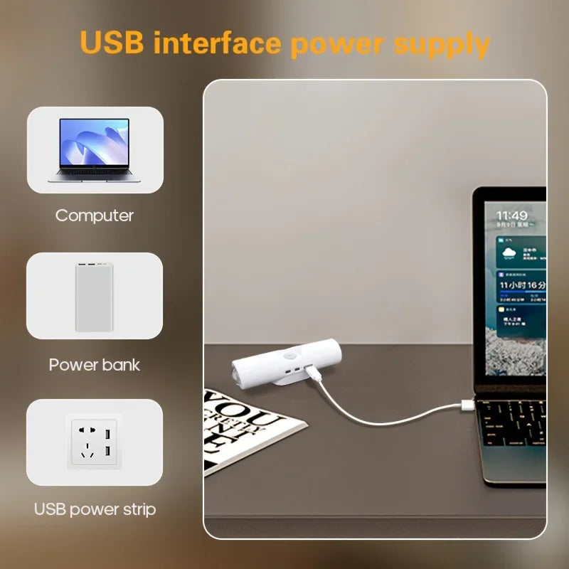1~6Pcs Rechargeable Smart Motion Sensor Night Light LED Wall Light for Hallways Stairs Bedrooms Wardrobe Ambient Lighting
