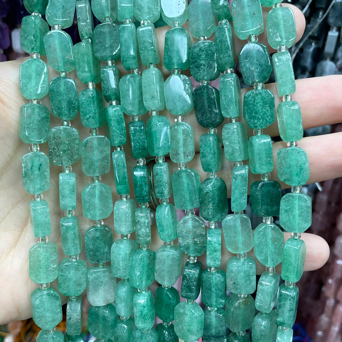 Natural Stone Flat Rectangle Amethyst Lapis Lazuli Quartz Apatite Spacer Beads For Jewelry Making Diy Bracelet Accessorie 8*12MM