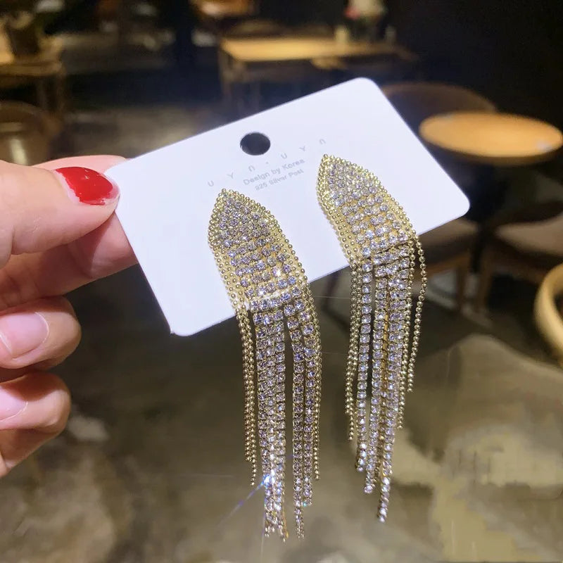 2PC Women's Fashion Copper Claw Chain Long Tassel Earrings Outdoor Travel Carnival Banquet Party Holiday Dressing Gift-233