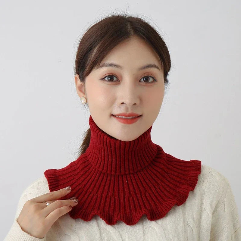 Warm Knitted Fake Collar Women Thicken Turtleneck Ruffles False Collars Detachable Neck Guard Winter Windproof Fake Collar