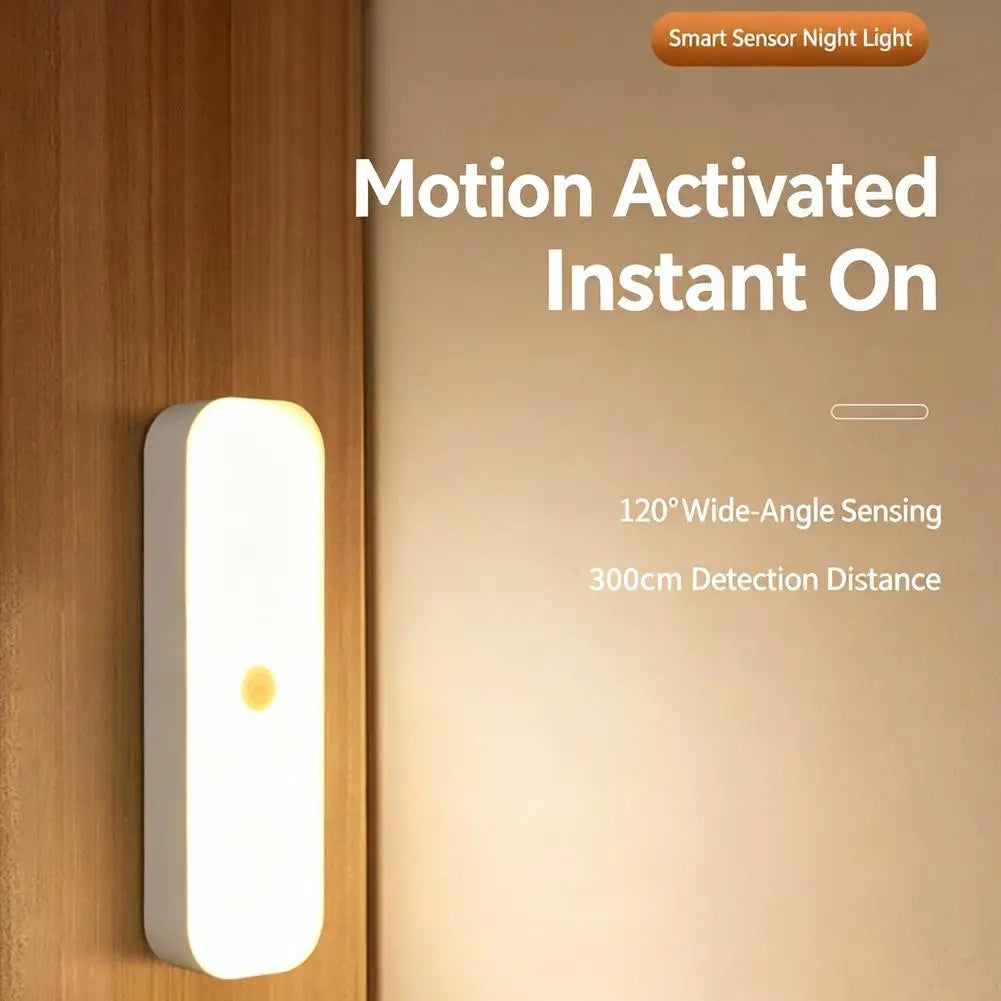LED Motion Sensor Night Light USB Rechargeable Magnetic Under Cabinet Lighting Wireless Closet Lamp For Kitchen Wardrobe