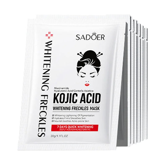 10pcs SADOER Kojic Acid Facial Masks Moisturizing Brightening Hydrating Face Mask Sheet Masks Beauty Facial Skin Care Products
